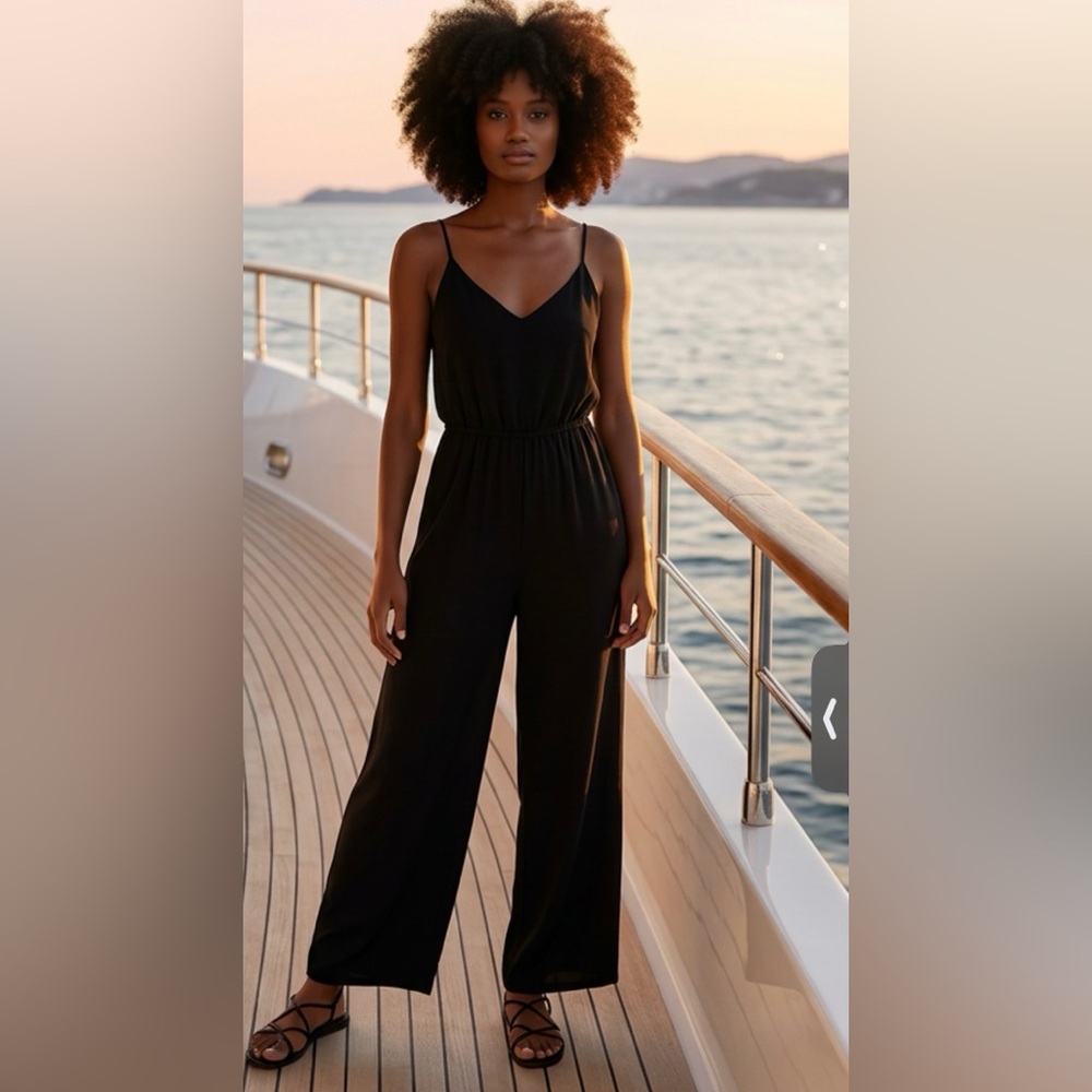 Classic Black Sleeveless Jumpsuit - Women's